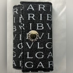 Bvlgari Black and White Logo Wallet / Key Holder